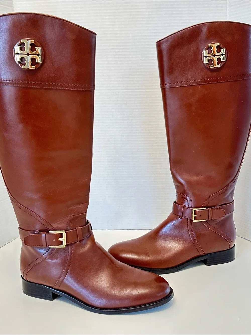 Tory Burch Brown Adeline Leather Riding Boots 8.5